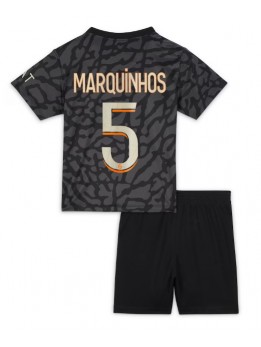 Paris Saint-Germain Marquinhos #5 Ausweichtrikot für Kinder 2023-24 Kurzarm (+ Kurze Hosen)